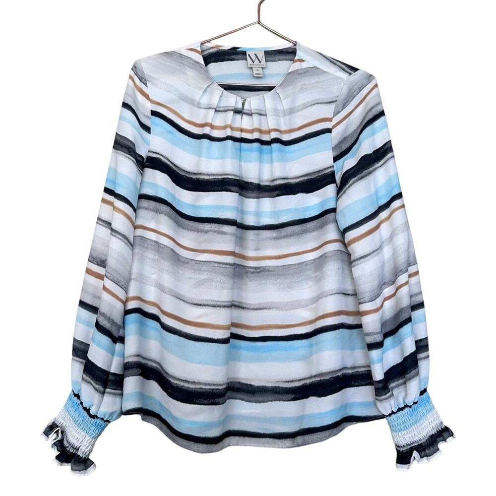 Worthington Striped Long Sleeved Blouse - Size Medium